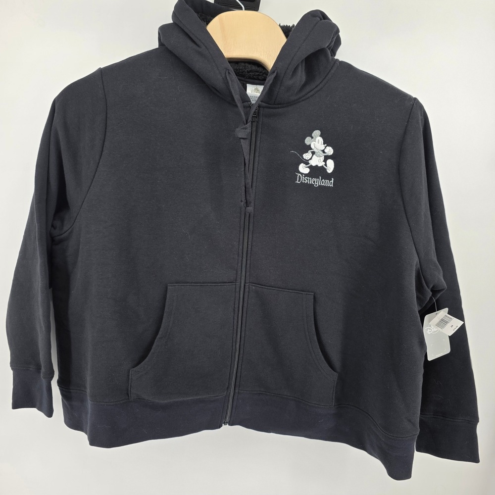 Disney Zip Hoodie Mens 2X Heritage Sherpa Lined Mickey Disneyland Black Casual